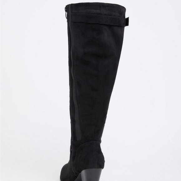 Torrid Size 11 - Black Faux Suede Strappy Tall Block Heel Boot (WW & Wide Calf) - Picture 3 of 4